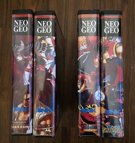 NEO GEO MVS game lot Samurai Shodown 1, 2, 4, 5 with Shock boxes and marquees