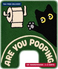 Cat Bathroom Rug U-Shape Toilet Mat - Black Cat with Toilet Paper