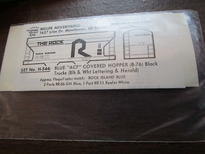 Herald King Decals HO #H-544 The Rock Blue ACF COV D HOPPER, B/W Lettering