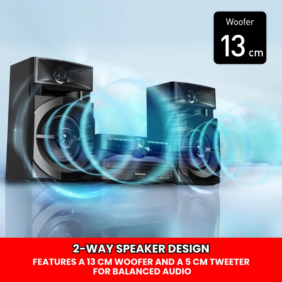 NEW Panasonic Bluetooth Mini Hi Fi System USB FM Radio CD Player 300W Stereo AU - image 4 of 4