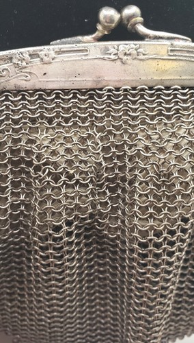 Antikes deutsches Silber. Netzkette kleine Clutch Abendwäsche Geldbörse. Vorgeliebt - Bild 14 von 20