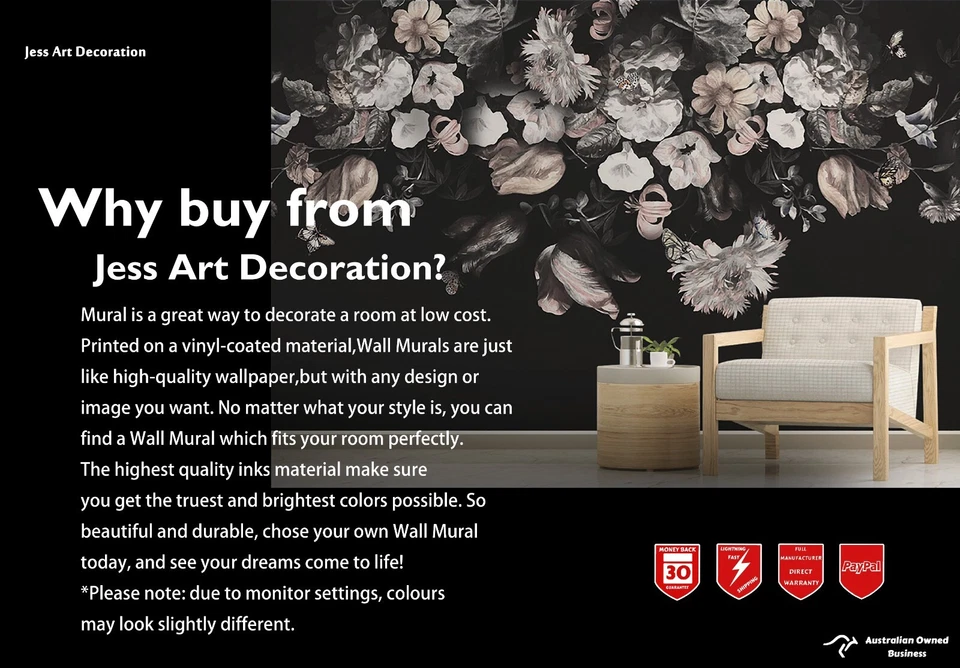 3D Eiffel Tower Floral Pattern Self-adhesive Removeable Wallpaper Wall Mural - Image 4 of 4