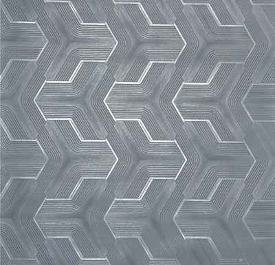 Gray slate platinum faux fabric trellis line textured shapes Geometric Wallpaper