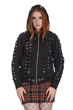 Black Gothic Punk Emo Rockabilly Corset Lace Pixie Dark Mistress Hoodie BANNED