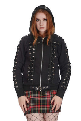 Schwarz Gothic Punk Emo Rockabilly Korsett Spitze Pixie Dark Mistress Hoodie VERBOTEN