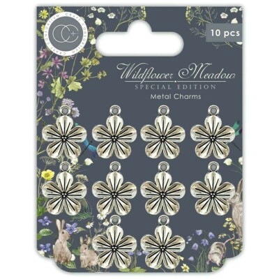 Craft Consortium Wildflower Meadow Metal Charms 10/Pkg Silver Flowers