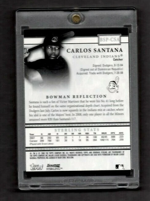 2008 Bowman Sterling #BSP-CSA Carlos Santana Topps Certified Autograph TPD34 - Image 2 of 2