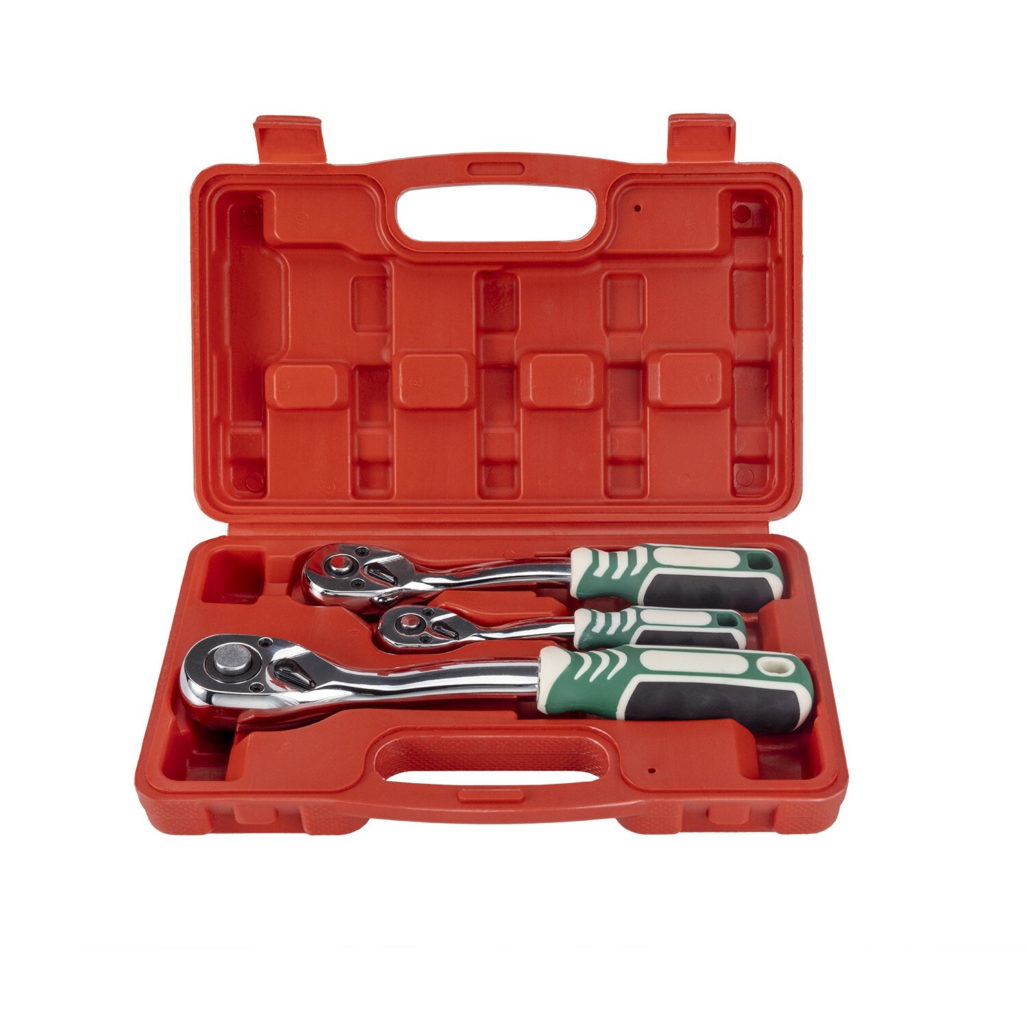 3-Piece 1/4 3/8 1/2 Inch Drive Ratchet Socket Wrench Set 72-Tooth Handles