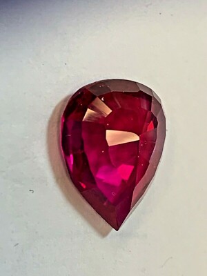 pear cut loose red lab create ruby   6.2ctCT pb