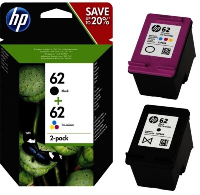 HP 2x Original 62 TINTE PATRONEN OfficeJet 200c 202 250 5740 5742 5744 5746 8000