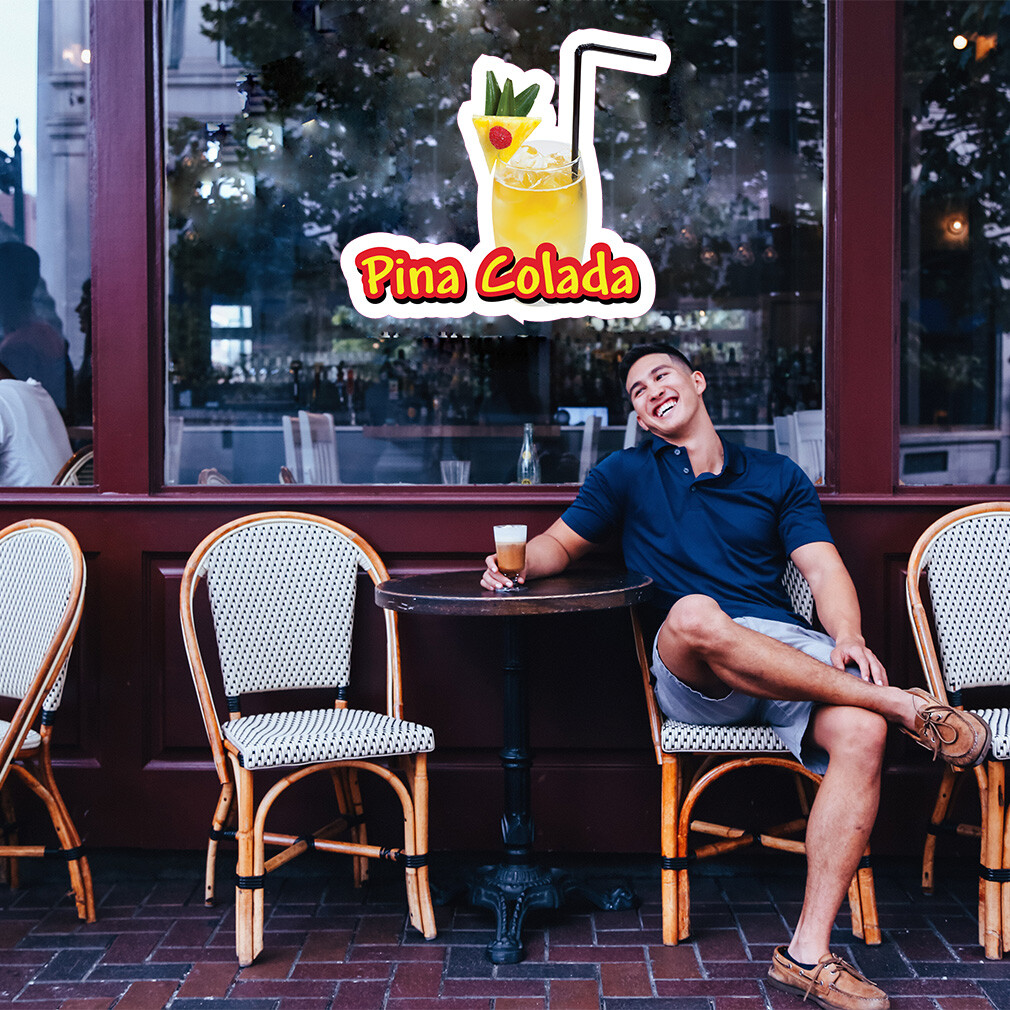 Food Truck Decals Pina Colada Style B Restaurant & Food Concession Sign Yellow