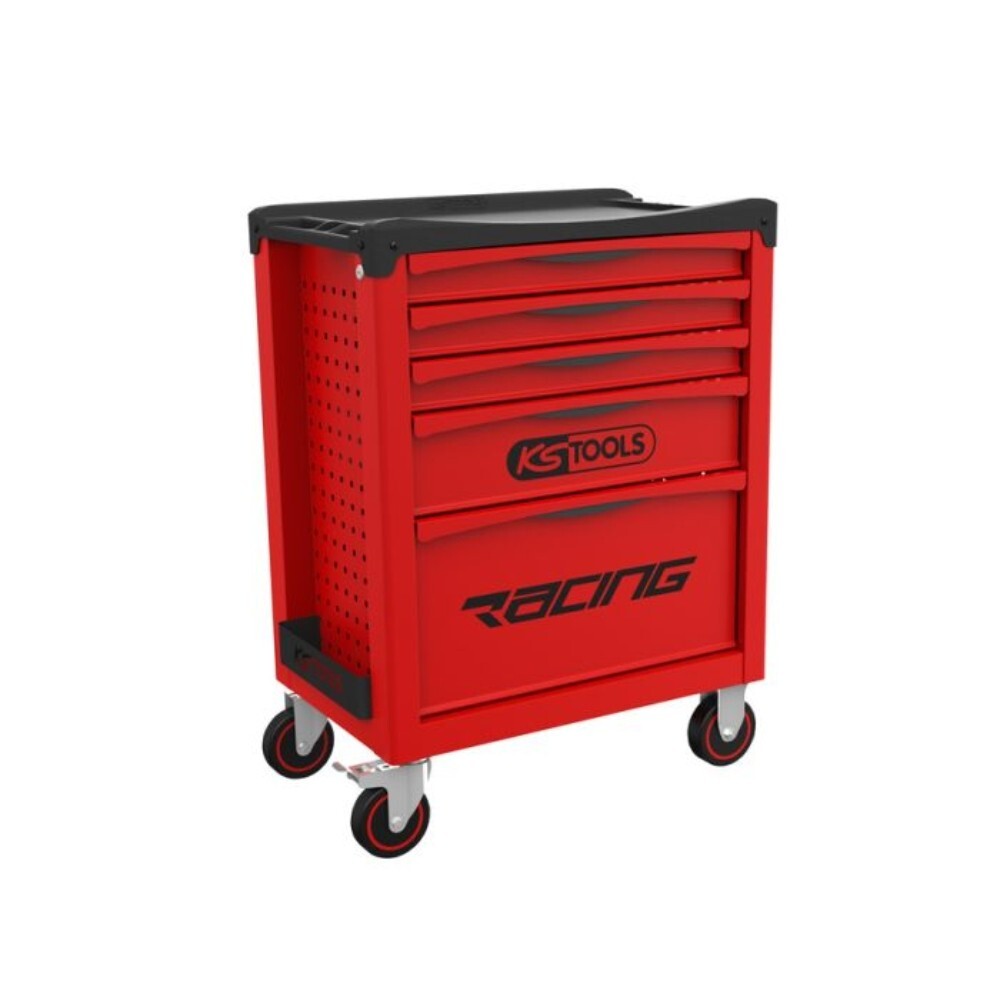 Servante RACING 5 tiroirs meuble d'atelier mobile en acier noir