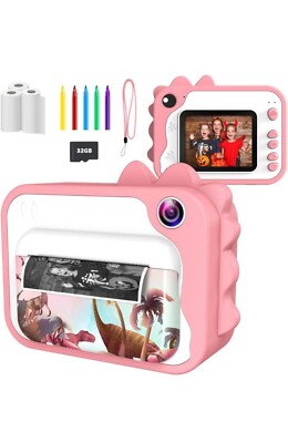 Print Camera for Kids 12MP Digital Camera for Kids Aged 3-12 Ink Fre...