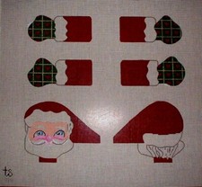 KW Santa Claus Head  Hands HP Hand Painted Needlepoint Canvas