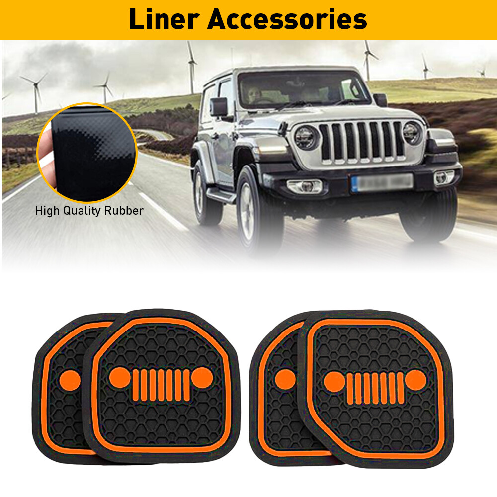 Cup Holder Liner Accessories Orange For Insert 2018-22 Trim Jeep Wrangler JL JLU
