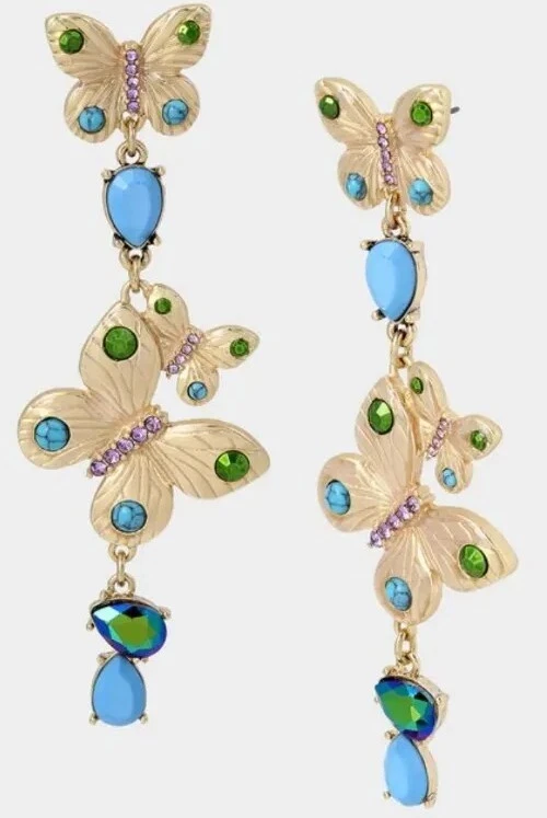 Betsey johnson butterfly earrings online