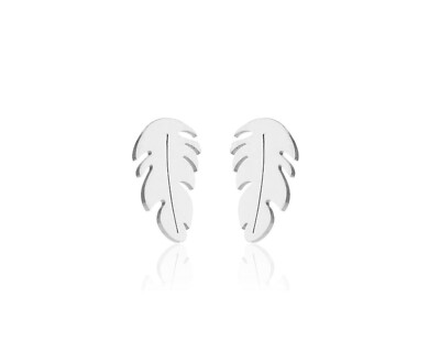 Unisex Titanium Tiny Punk Leaf Feather Silver/Gold/Black Stud Earring