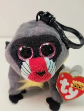 TY Beanie Boos 3" Wasabi Baboon Key Chain Clip Stuffed Animal Plush Toy NWT
