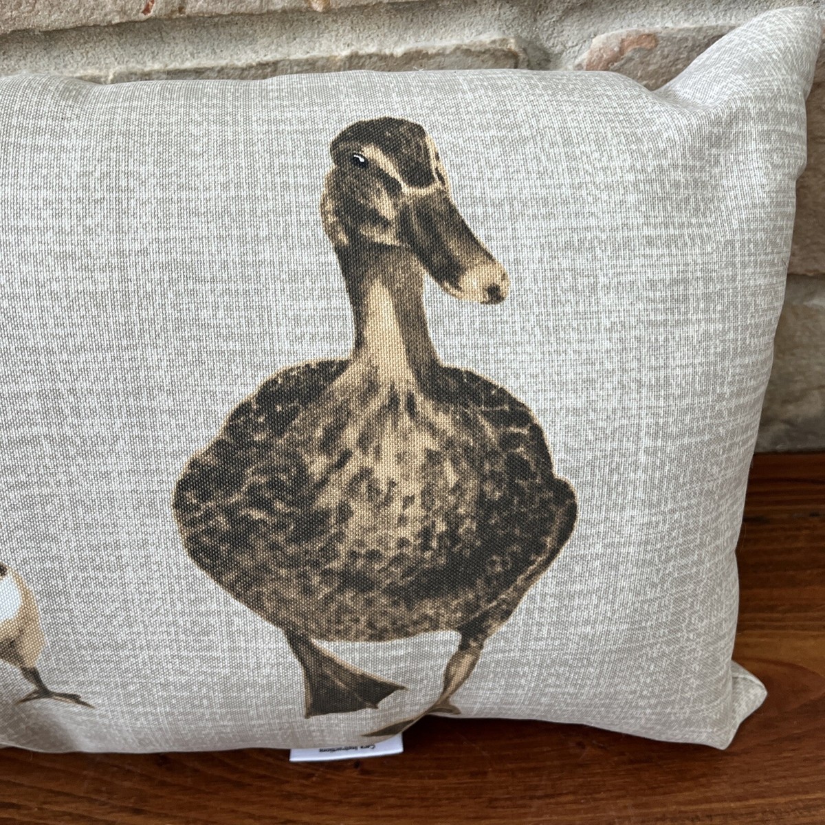 Hampton Bay Outdoor Lumbar Throw Pillow Rectangular 19x11 Strolling Ducks  Browns