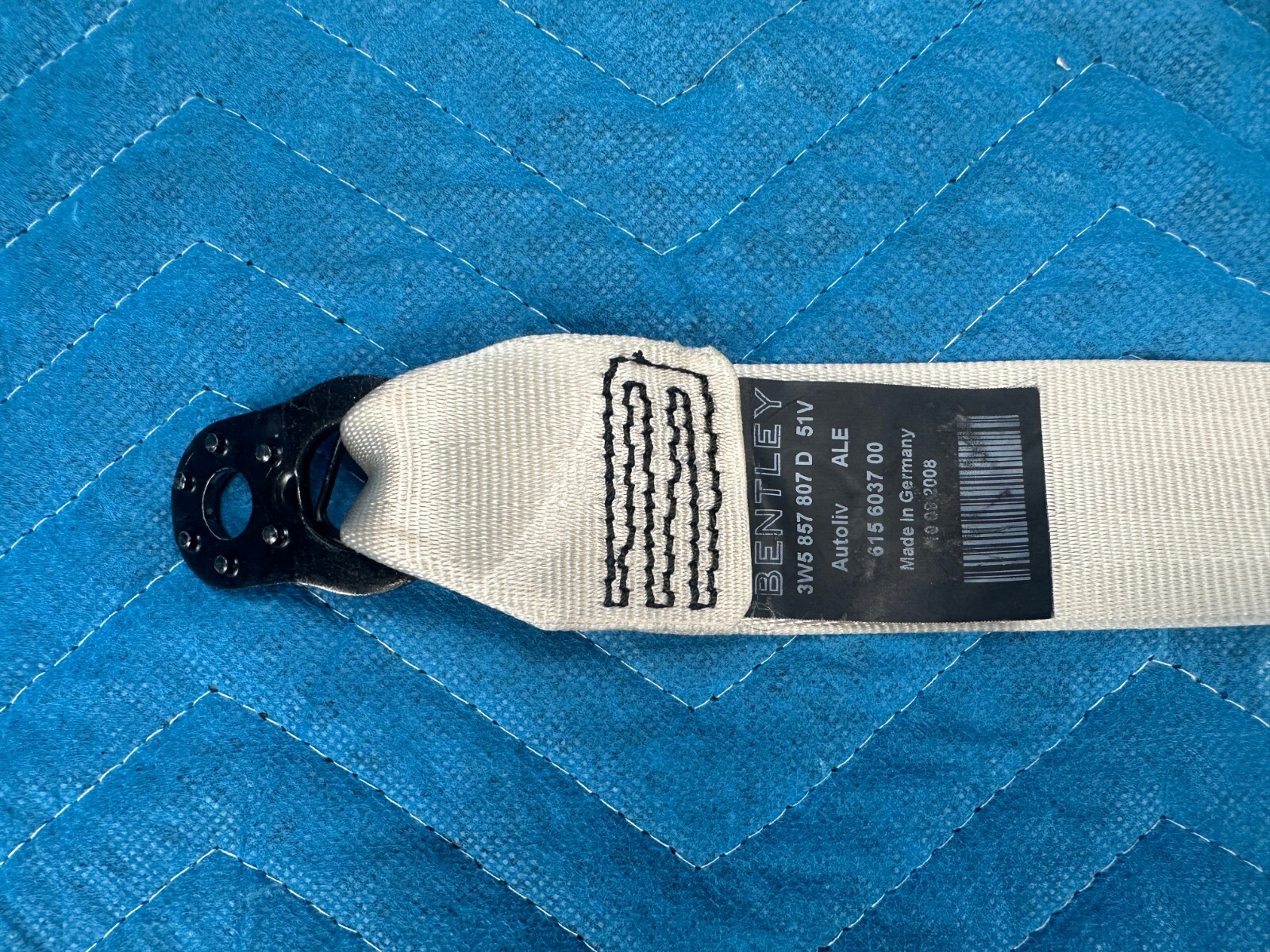 Bentley Continent Flying Spur Rear Seat Center Belt w/Cover Ivory 2006-2012 OEM