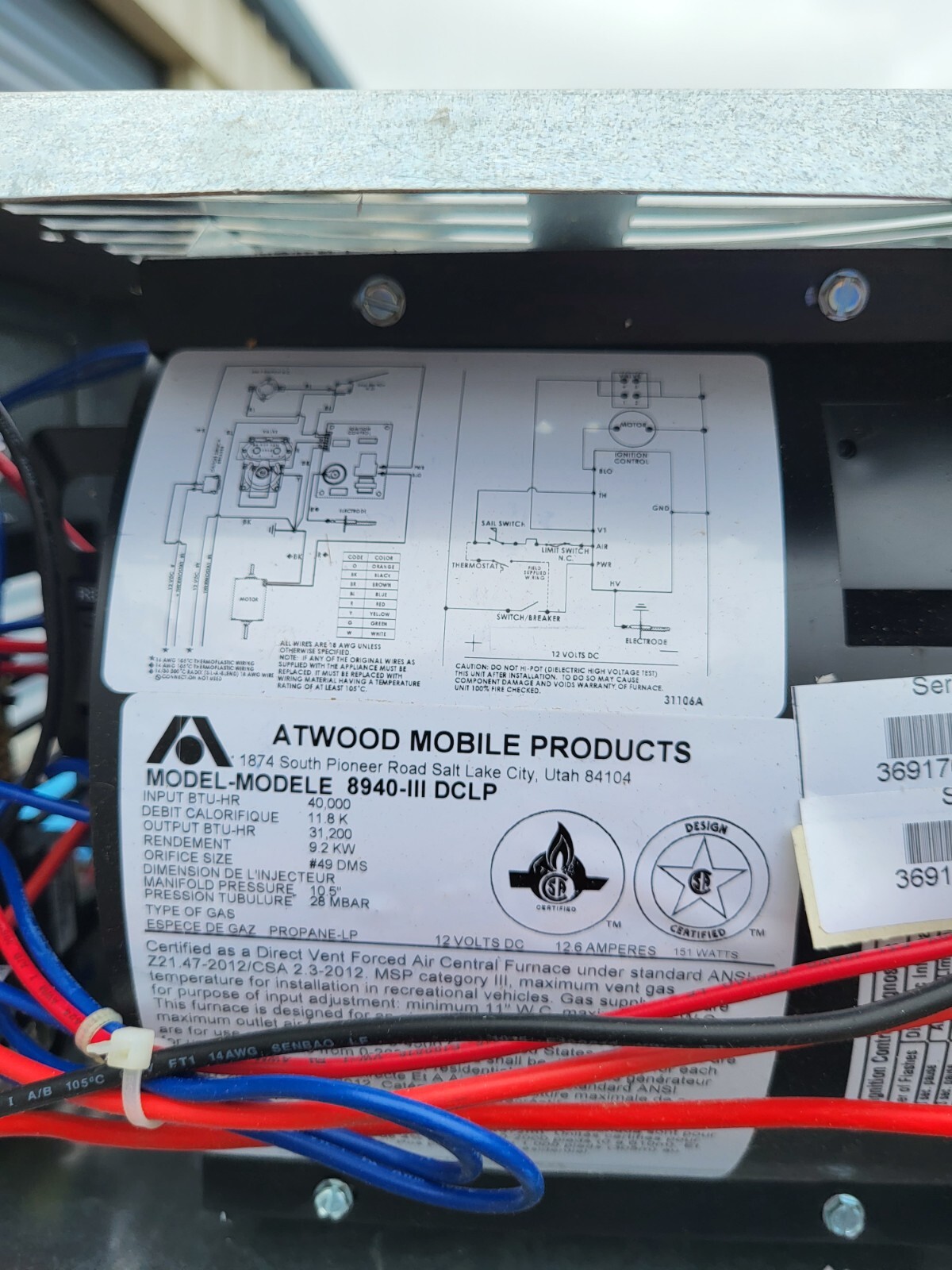 Original Atwood 8940III DCLP Furnace RV/Camper/Trailer eBay