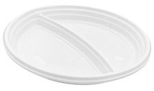 Wiederverwendbar 100x 2-geteilt Menüteller weiß Party Teller Mehrweg Kunststoff