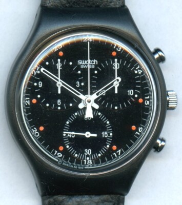 時計 Swatch Chrono WALLSTREET SCB106 Vintage Swatch Chrono SCB106 WALL STREET Chronograph Watch in Case