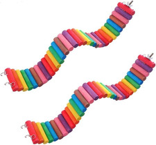 Hamster Rainbow Bridge,Flexible Bendy Climbing Ladder Hanging Wooden Chew Toy fo