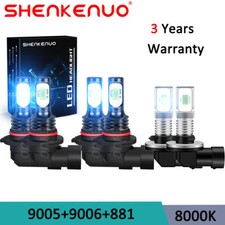 90059006881 6x Blue Led Headlight High Low Beam Fog Light Bulbs 8000k 2400lm