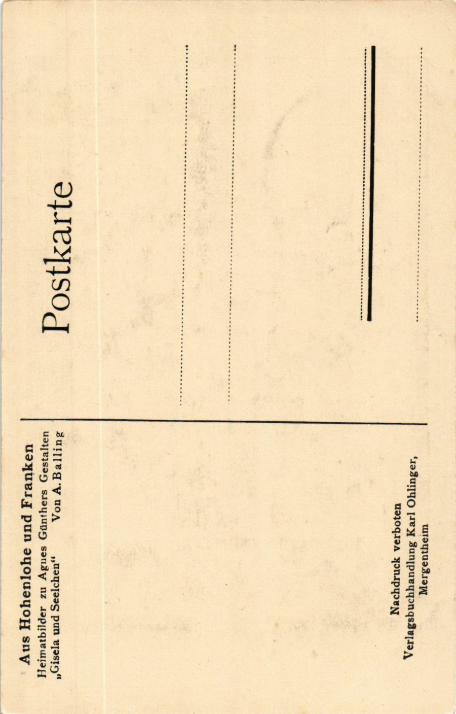 Old postcard Rothenburg - from Hohenlohe and Franconia GERMANY (940972)