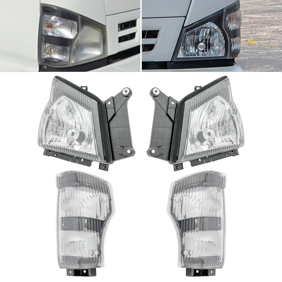 Juego de 4 faros + luces de esquina para Isuzu NPR NQR/05-07 GMC W-4500 2004-2007 Foto 2 de 4