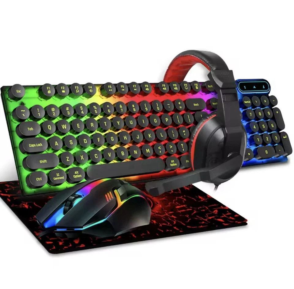 4-in-1 Gaming Set, RGB Light Keyboard, Mouse, Headset, Mousepad. - Image 3 of 4