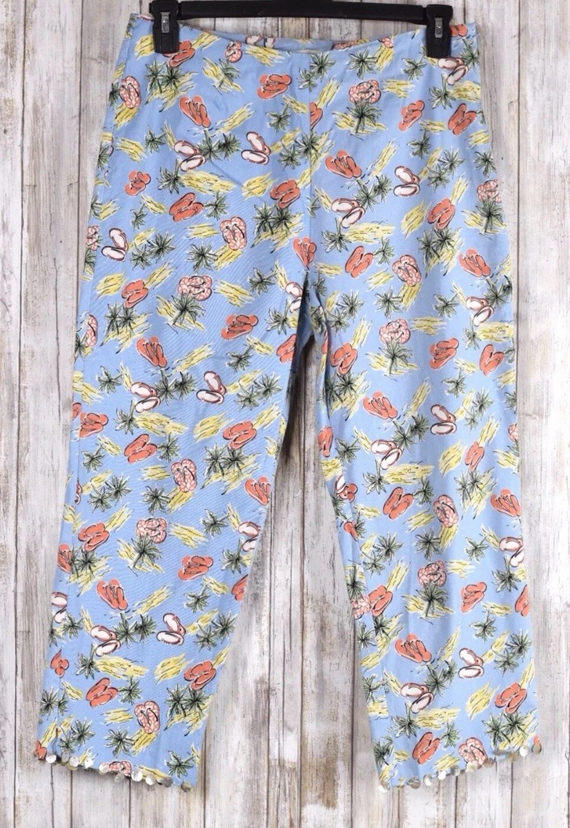 Bamboo Traders Chopped Pants Palm Trees Sanders Print Size 12 | eBay