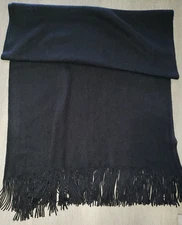 womens SOLID BLACK KNIT WINTER SCARF WIDE 66 X 25.5 SOFT WARM!