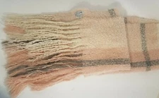 Just Jamie Pink Gray & Ivory Fleese 84" / 7' Shaw, Scarf, Wrap, Tashmina