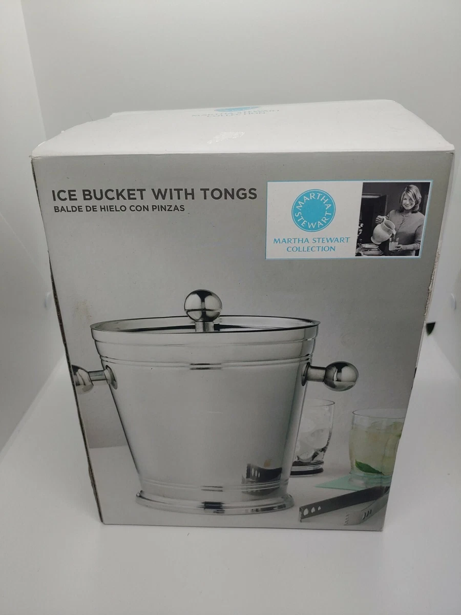 Martha Stewart Collection Large Stainless Steel Ice Bucket w Tongs