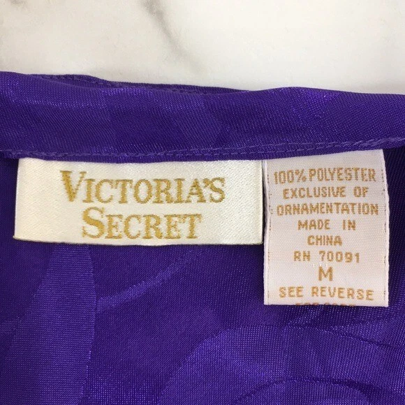UNDERCOVER Victoria's Secret abito slip donna medio vintage viola nero raso camicia da notte