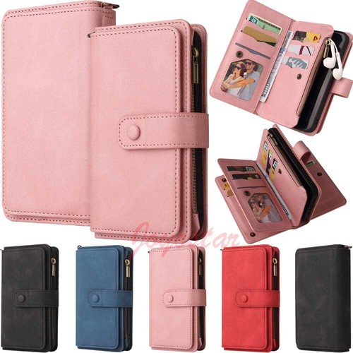 15 Card Holder Wallet Leather Case Cover For iPhone 16 Pro 15 14 13 12 11 7 8 SE - Picture 1 of 54