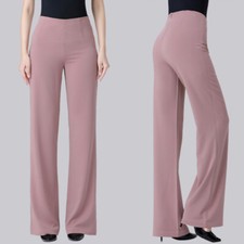Women Fit Ballroom Modern Latin Dance Pants Slim Practice Flared Long Trousers