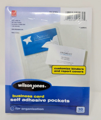 Business Card Pockets Self Adhesive ACCO Wilson Jones Pack Of 10 Veteran Owned