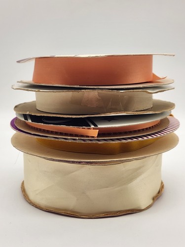 Vintage Lot Of 5 Spools Satin/Velvet Ribbon Decor Crafts Variety - Picture 3 of 10
