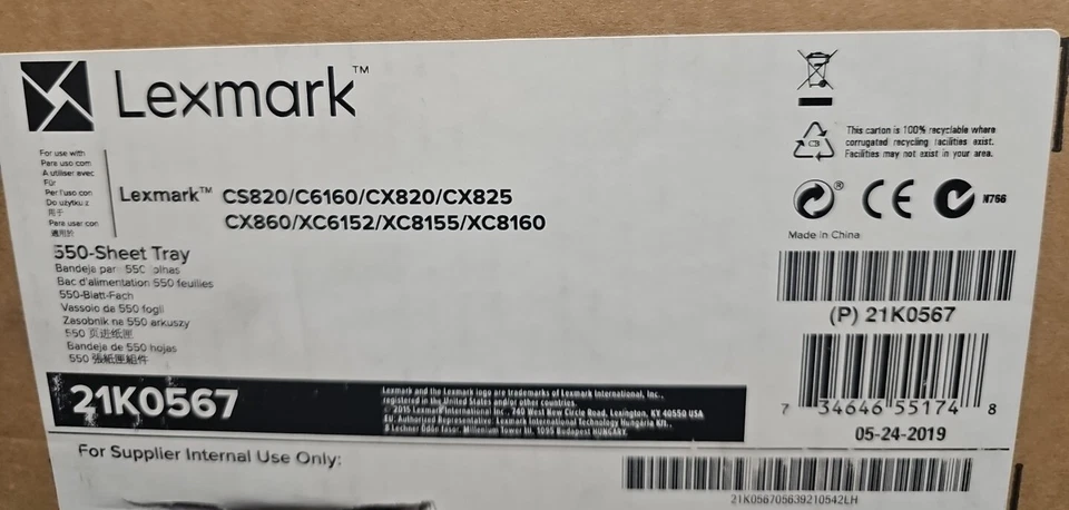 Lexmark 21K0567 550-Sheet Tray - CS820 CS827 CX820 CX825 CX827 XC8155 XC8160 - Image 2 of 3