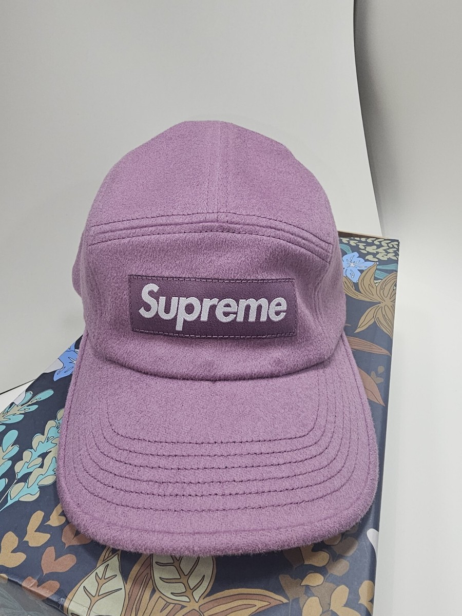 FW21 Supreme Loro Piana Wool Pink Camp Camp debossed leather strap