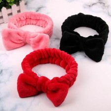 For Girl Pure Color Coral Fleece Bow Hair Band Wash Face Makeup Elastic Headband