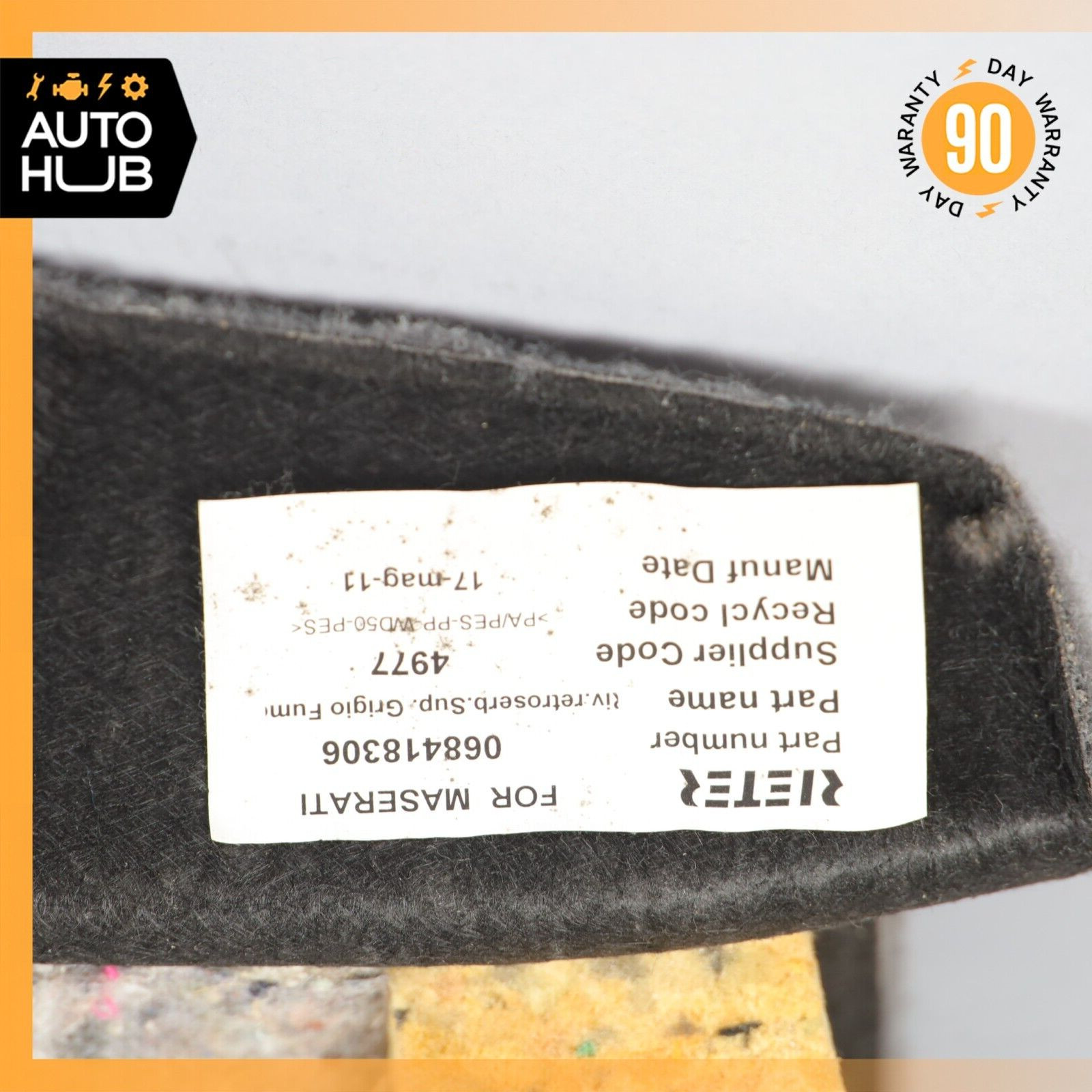 08-19 Maserati GranTurismo M145 Rear Trunk Lid Carpet Upper Cover Trim Panel 61k