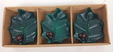 Regan Gallery Green Holly Leaves Red Berries Candles Holiday Christmas Set of 3