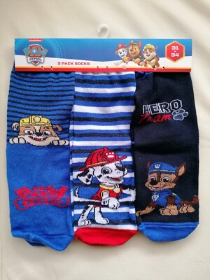 PAW PATROL KINDER SOCKEN 3er PACK GR 31-34 STRÜMPFE KIDS SOCKS ORIGINAL NEU OVP 