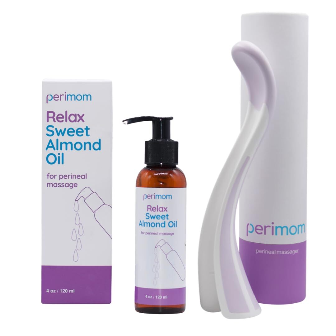 Perimom Kit Massaggio Perineale: Strumento Ergonomico + Olio Mandorle