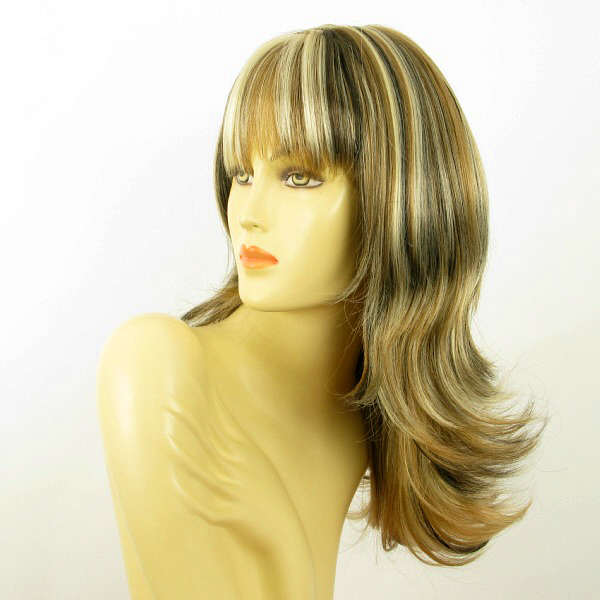 Perruque Mi-longue Synthétique Ninon - Couleur Blond Cuivré Clair Et Chocolat | Bonnet Classique, Raie Libre | Neuf Avec étiquettes