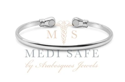 ARABESQUES JEWELS TOP QUALITY COPPER MAGNETIC TORQUE BANGLE/BRACELET/ARTHRITIS PAIN RELIEF SILVER